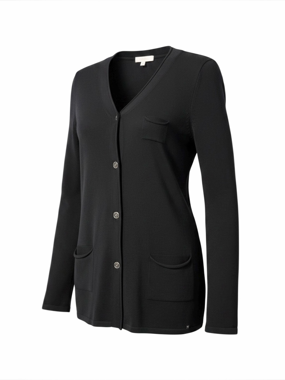 Mademoiselle Saint James Navy V-Neck Long Cardigan Sweater Button Front